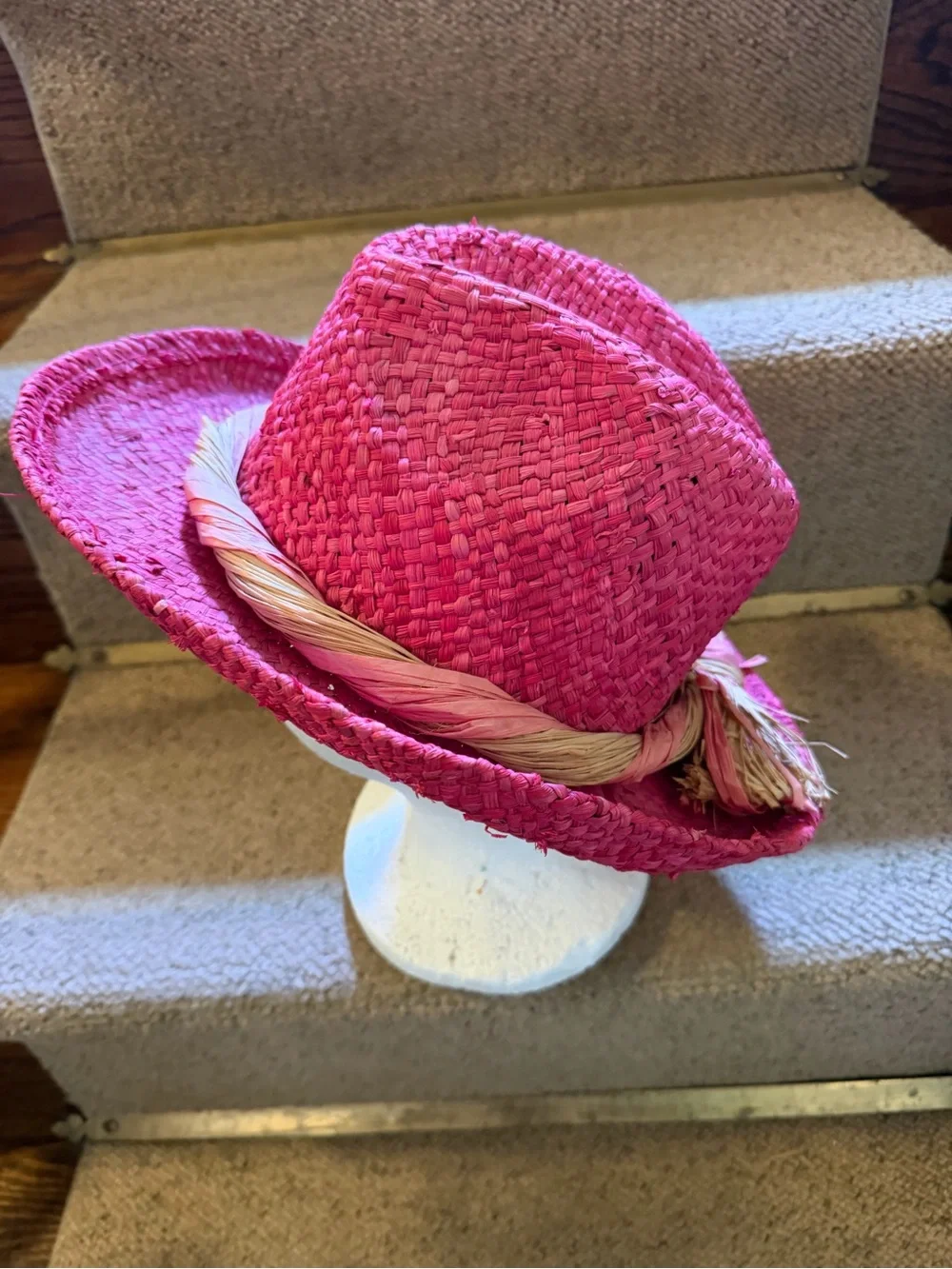 Betmar Women's Pink Straw Cowboy Style Sun Hat